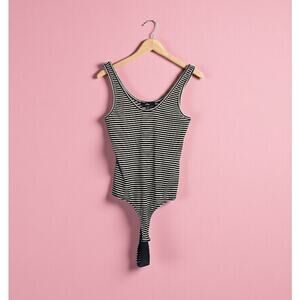Lulus Black and White Striped Leotard M